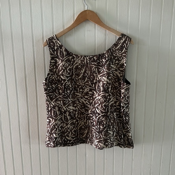 Kasper Cream and Brown 100% Silk Blazer and tank set sz 14 - Picture 10 of 11